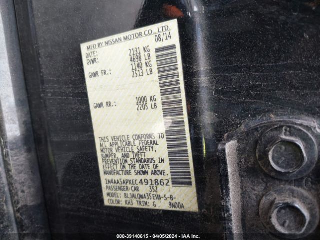 1N4AA5APXEC491862 Nissan Maxima 3.5 S/3.5 Sv