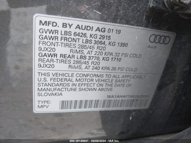 WA1AHAF74KD029336 Audi Q7 45 Premium/45 Se Premium