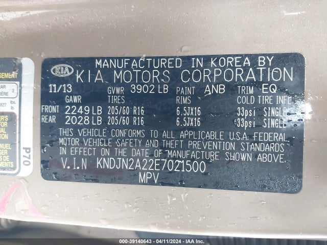 KIA Soul 2014 KNDJN2A22E7021500 Image 9