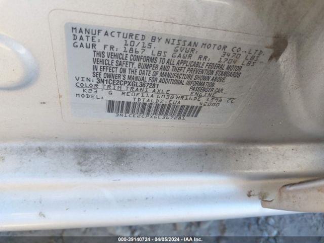 3N1CE2CPXGL367281 Nissan Versa Note S (sr)/s Plus/sl/sr/sv