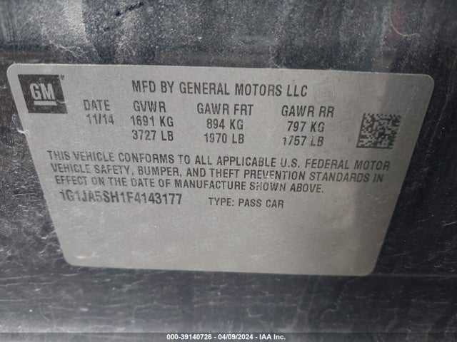 Chevrolet Sonic Ls Auto 2015 1G1JA5SH1F4143177 Image 9