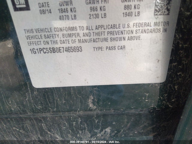 Chevrolet Cruze 1lt Auto 2014 1G1PC5SB0E7465693 Image 9