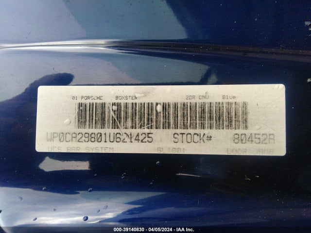 2001 PORSCHE BOXSTER WP0CA29801U621425 Photo 8
