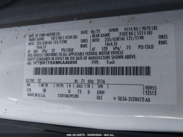 1FTBR1Y8XMKA46895 Ford Transit-250