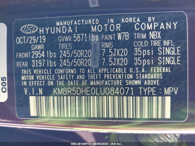 Hyundai Palisade Limited 2020 KM8R5DHE0LU084071 Image 9