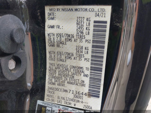 Nissan Frontier King Cab S 4x2 2021 1N6ED0CE3MN713644 Image 9