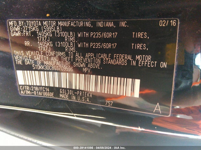Toyota Sienna Le 8 Passenger 2016 5TDKK3DC8GS709596 Image 9