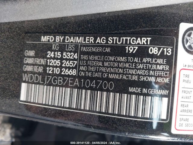 WDDLJ7GB7EA104700 Mercedes-Benz Cls 63 Amg S 4matic