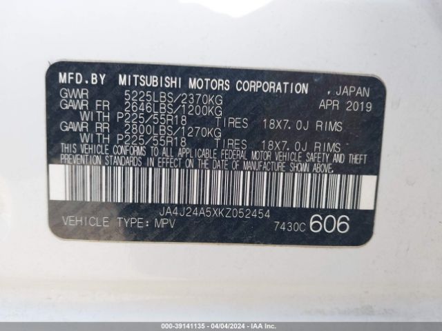 JA4J24A5XKZ052454 Mitsubishi Outlander Phev Sel