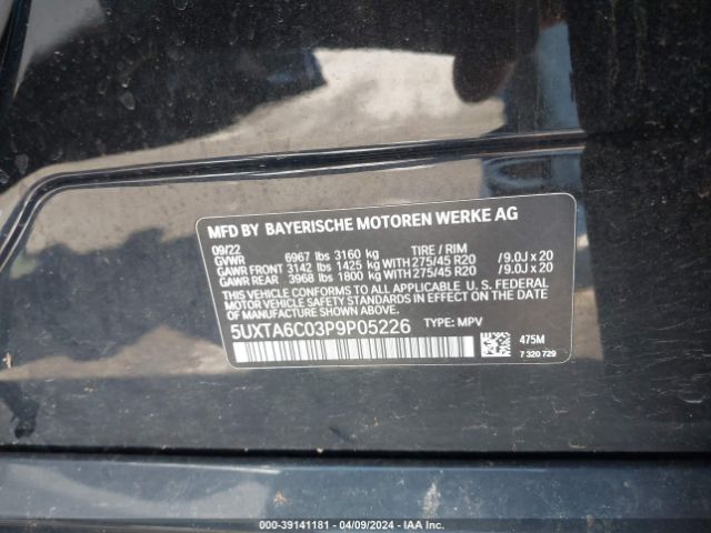 5UXTA6C03P9P05226 BMW X5 Phev Xdrive45e