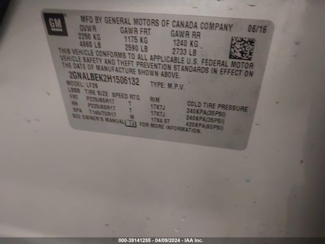 Chevrolet EQUINOX LS 2017 2GNALBEK2H1506132 Image 9