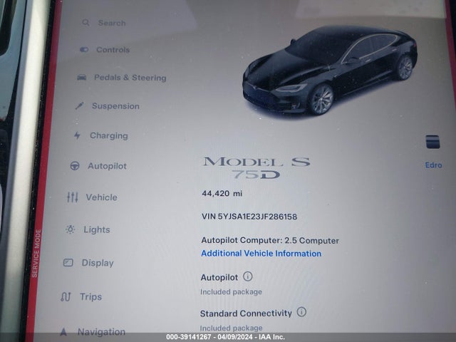 Tesla Model S 100d/75d/p100d 2018 5YJSA1E23JF286158 Image 15