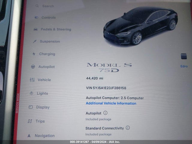Tesla Model S 100d/75d/p100d 2018 5YJSA1E23JF286158 Image 7