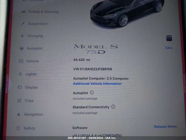 Tesla Model S 100d/75d/p100d 2018 5YJSA1E23JF286158 Image 9