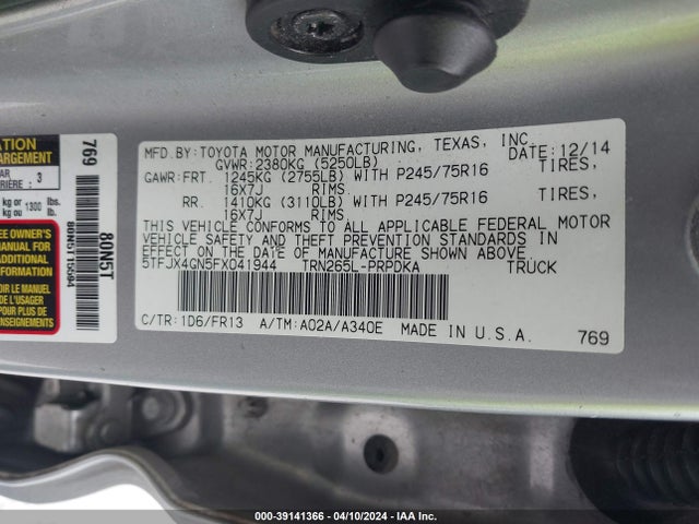 Toyota Tacoma Prerunner 2015 5TFJX4GN5FX041944 Image 9