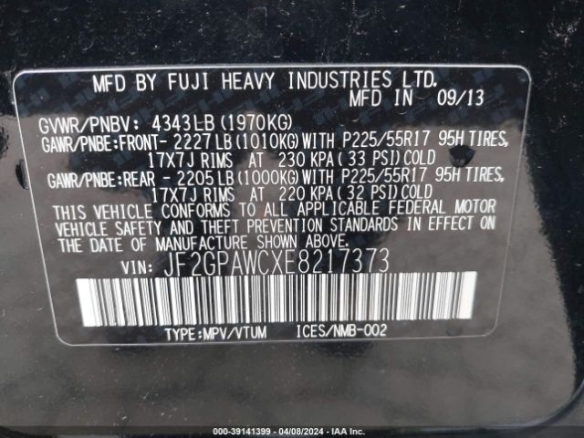 JF2GPAWCXE8217373 Subaru Xv Crosstrek 2.0i Premium