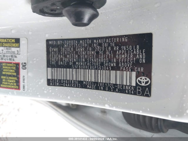 Toyota COROLLA LE 2016 5YFBURHE8GP563041 Image 9