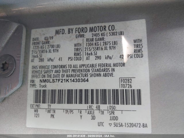 Ford Transit Connect Xlt 2019 NM0LS7F21K1430364 Image 9