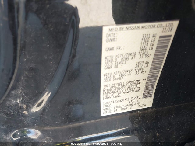 Nissan Titan Pro-4x 2019 1N6AA1E5XKN515232 Image 9