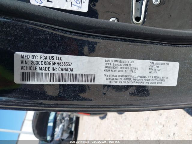 2C3CDXBG6PH638557 Dodge Charger Sxt