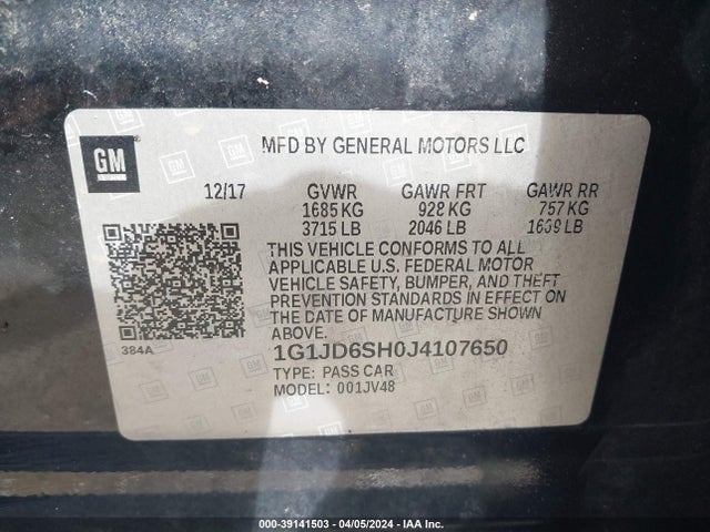 Chevrolet Sonic Lt Auto 2018 1G1JD6SH0J4107650 Image 9