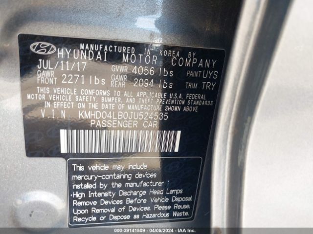 KMHD04LB0JU524535 Hyundai Elantra Sport