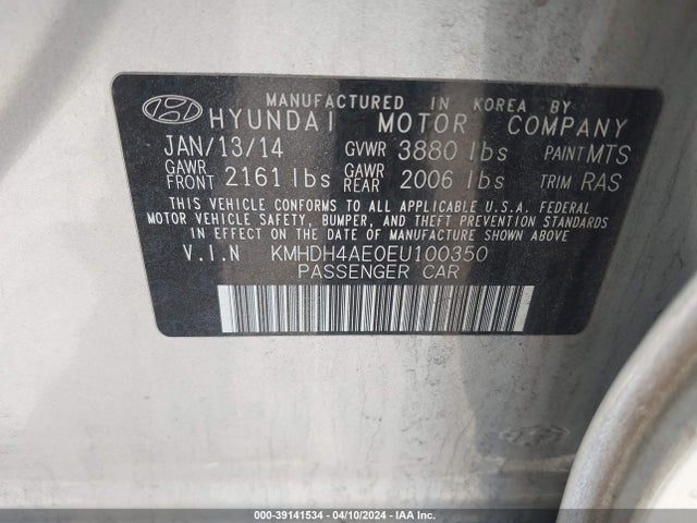 Hyundai ELANTRA SE 2014 KMHDH4AE0EU100350 Image 9