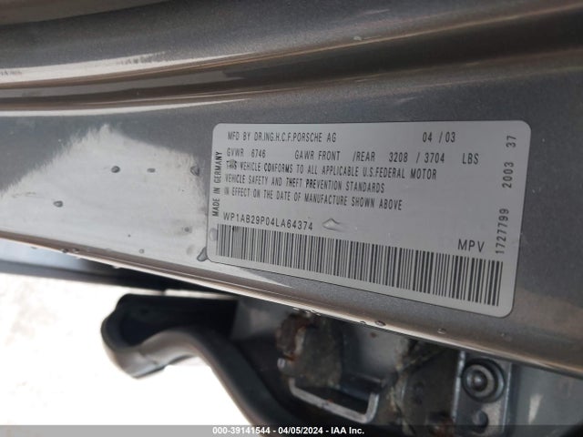 2004 PORSCHE CAYENNE WP1AB29P04LA64374 Photo 8