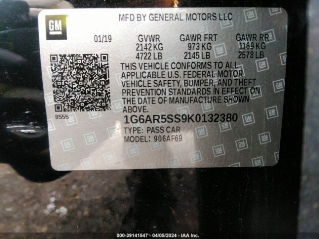 1G6AR5SS9K0132380 Cadillac CTS LUXURY