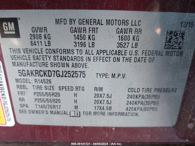 5GAKRCKD7GJ252575 Buick Enclave Premium