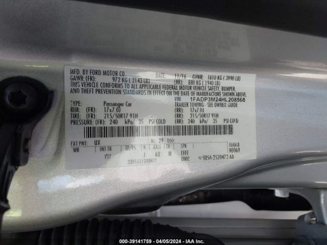1FADP3M24HL208568 Ford FOCUS SEL