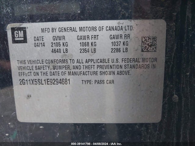 Chevrolet Impala 1fl 2014 2G11X5SL1E9294681 Image 9