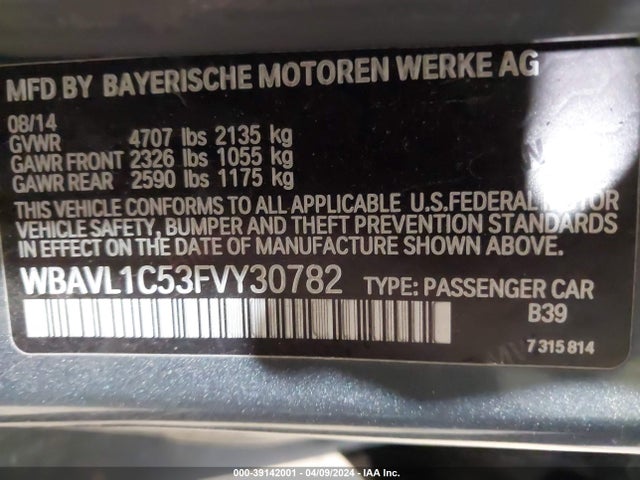 WBAVL1C53FVY30782 BMW X1 Xdrive28i