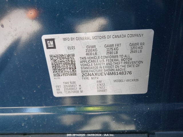 Chevrolet Equinox Awd Lt 2021 2GNAXUEV4M6148376 Image 9