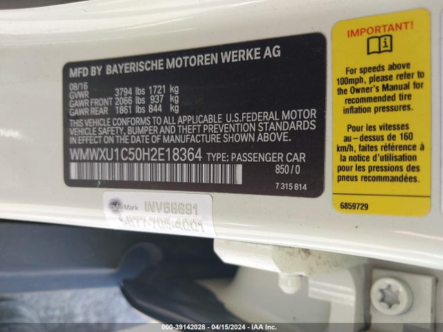 2017 MINI HARDTOP WMWXU1C50H2E18364 Photo 8