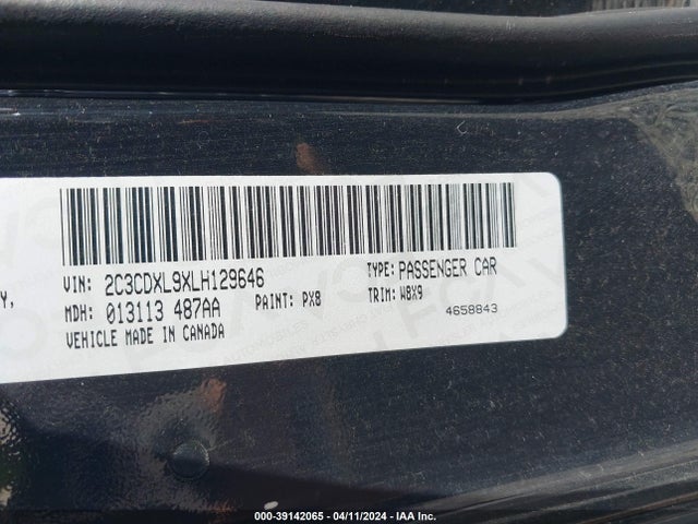Dodge Charger Srt Hellcat Rwd 2020 2C3CDXL9XLH129646 Image 9