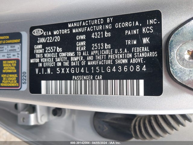 KIA Optima Ex Premium 2020 5XXGU4L15LG436084 Image 9