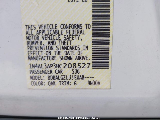 Nissan Altima 2.5 S 2017 1N4AL3AP3HC208527 Image 9