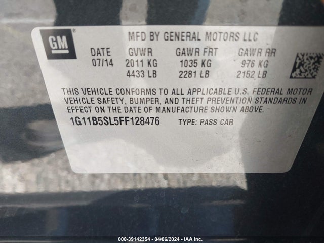 Chevrolet MALIBU LS 2015 1G11B5SL5FF128476 Image 9