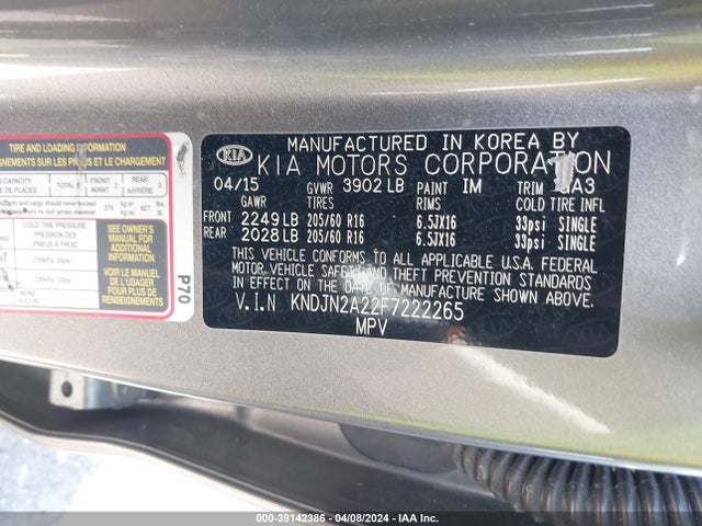 KIA Soul 2015 KNDJN2A22F7222265 Image 9