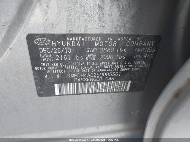 Hyundai ELANTRA SE 2014 KMHDH4AE2EU085561 Image 9
