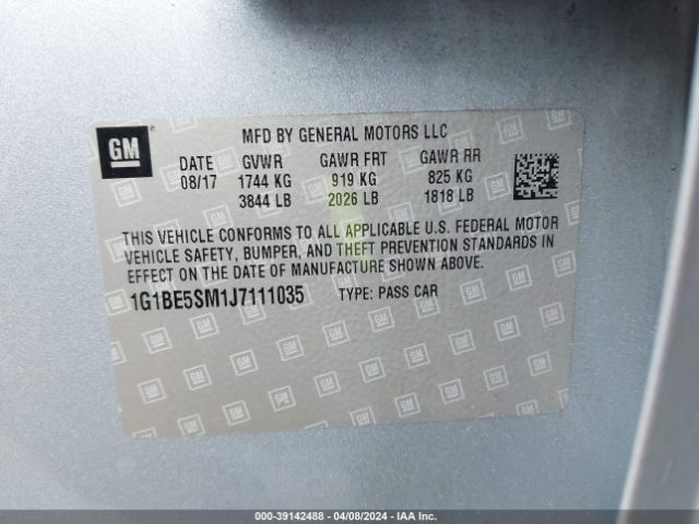 1G1BE5SM1J7111035 Chevrolet Cruze Lt Auto