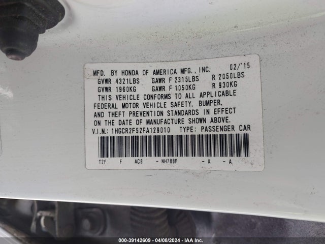 Honda Accord Sport 2015 1HGCR2F52FA129010 Image 9