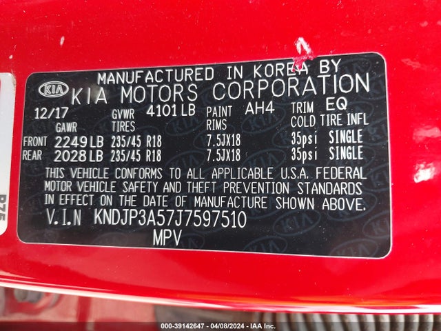 KIA SOUL + 2018 KNDJP3A57J7597510 Image 9