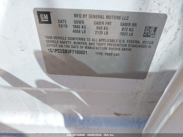 Chevrolet Cruze 1lt Auto 2015 1G1PC5SB3F7189821 Image 9