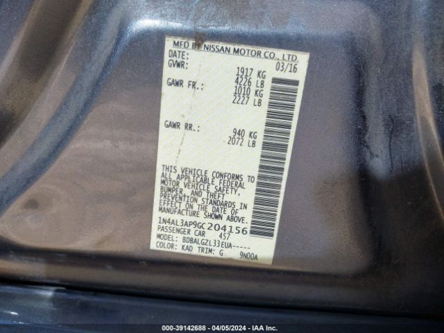 1N4AL3AP9GC204156 Nissan Altima 2.5 S