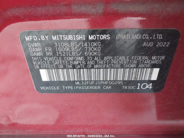 2023 MITSUBISHI MIRAGE G4 ML32FUFJ1PHF00295 Photo 8