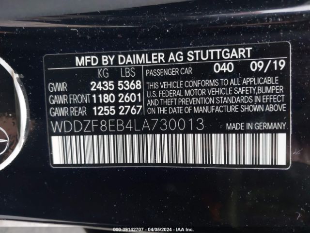 WDDZF8EB4LA730013 Mercedes-Benz E 350 4matic
