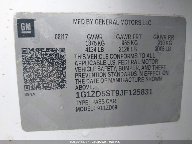 Chevrolet MALIBU LT 2018 1G1ZD5ST9JF125831 Image 9