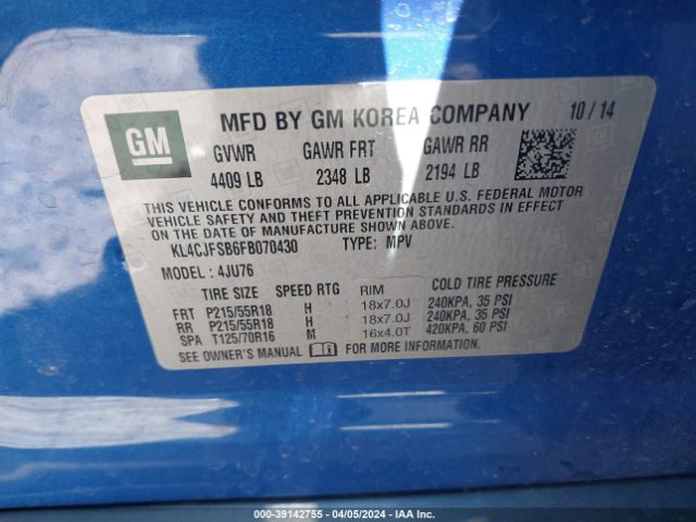 KL4CJFSB6FB070430 Buick Encore Convenience